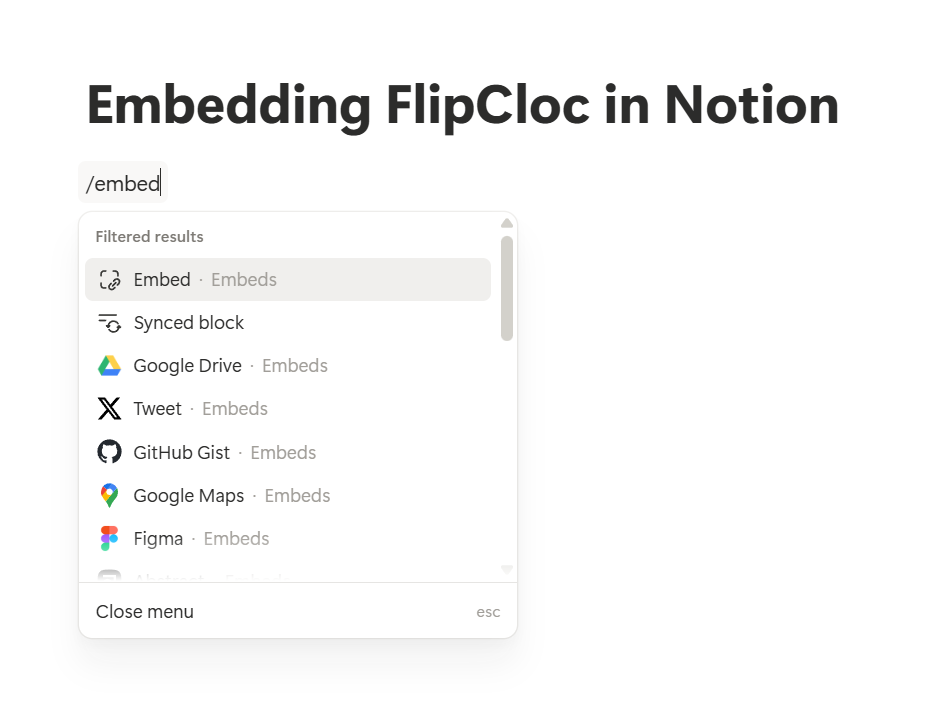 Use the /embed command in Notion